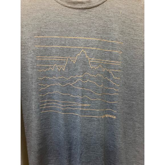 Patagonia Men's Capilene Cool Daily Graphic Shirt Blue Topo Peaks 45235 Size M - Picture 2 of 6